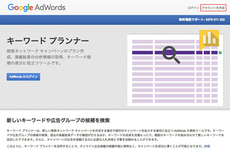 Google AdWords キーワードプランナー